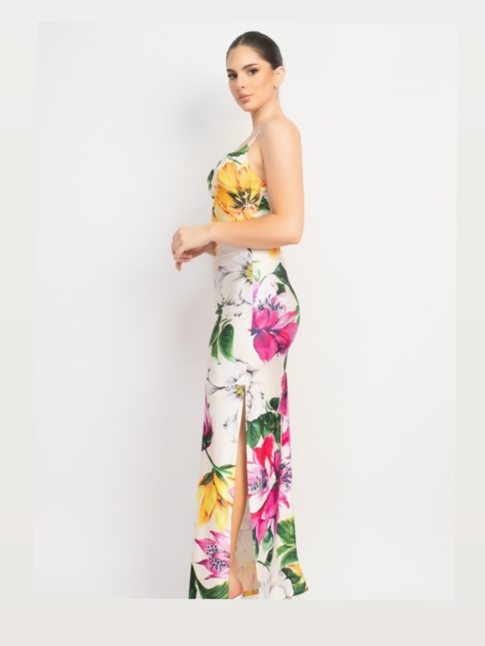 Cowl Neck Slit Cami Maxi Dress - Picture 2 of 4